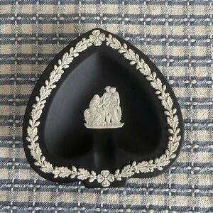 Wedgwood Black Jasperware SPADE Shaped Ashtray Trinket Vintage